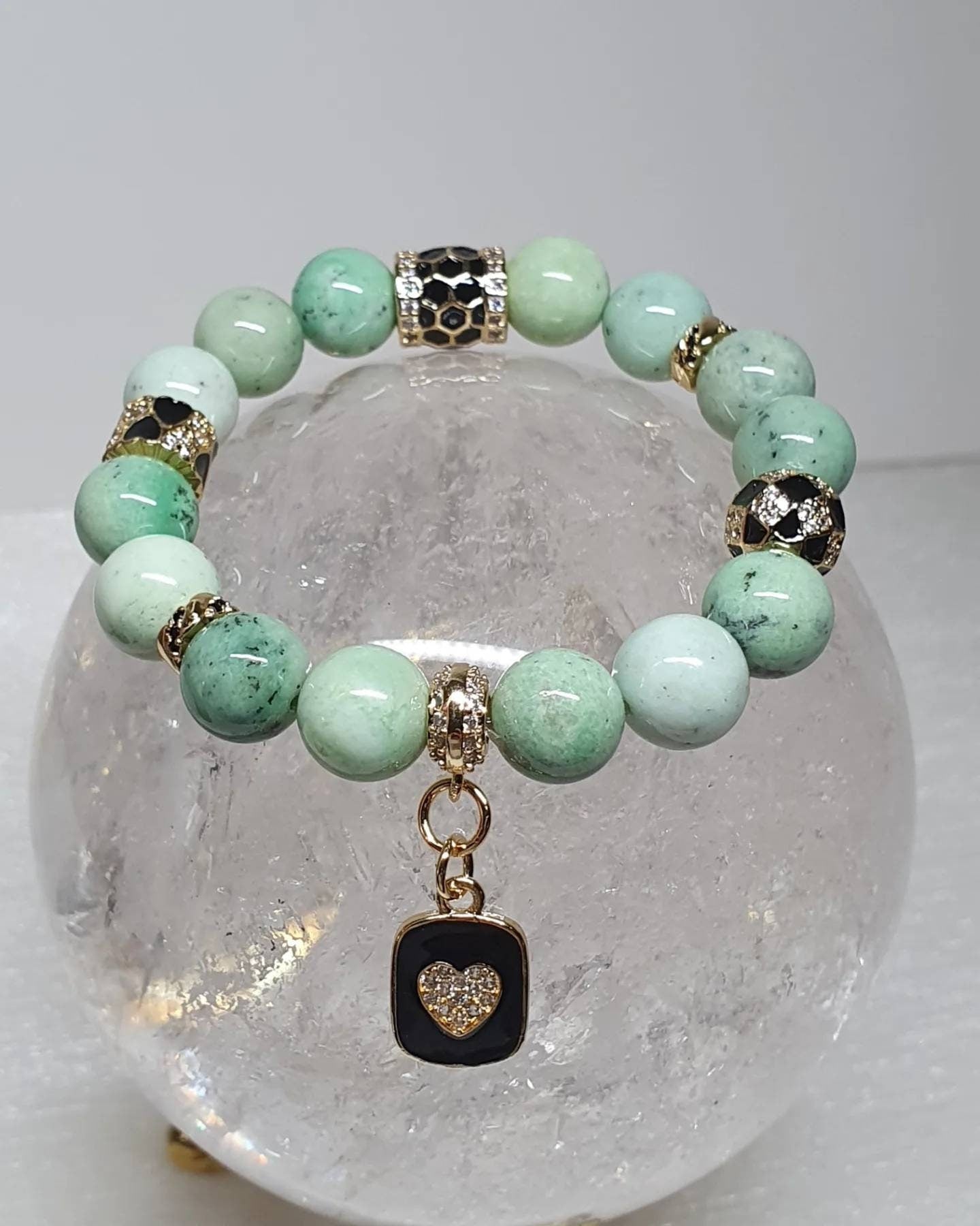 Handcrafted bracelet with natural and rare Green Garnet (10mm)