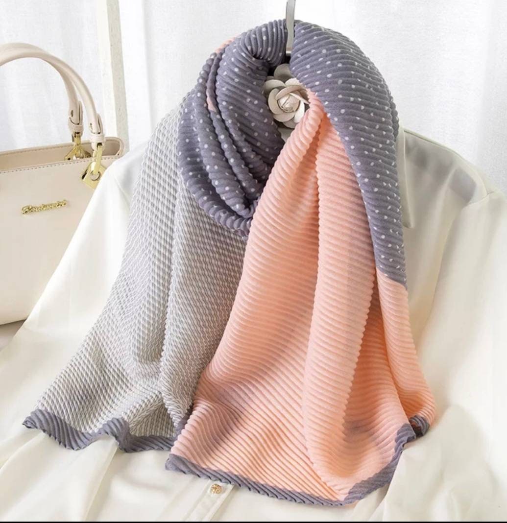 High Quality Luxury Cotton Printed Crinkled Scarf (70*160cm)