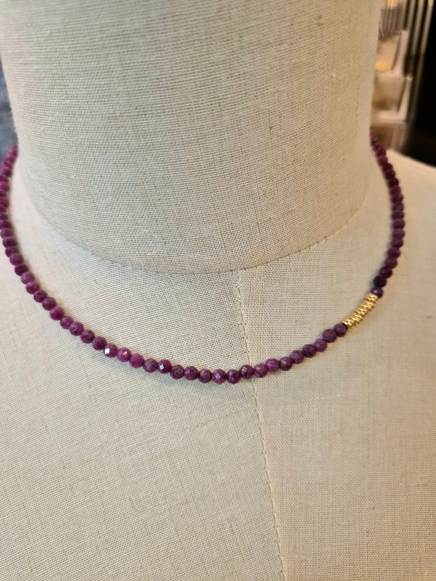 Handcrafted necklace with 4mm Ruby