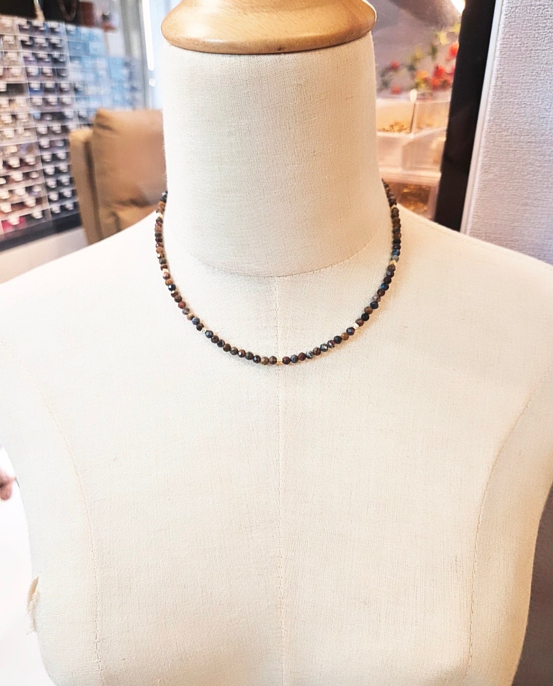 Handcrafted necklace with 4mm Pietersite