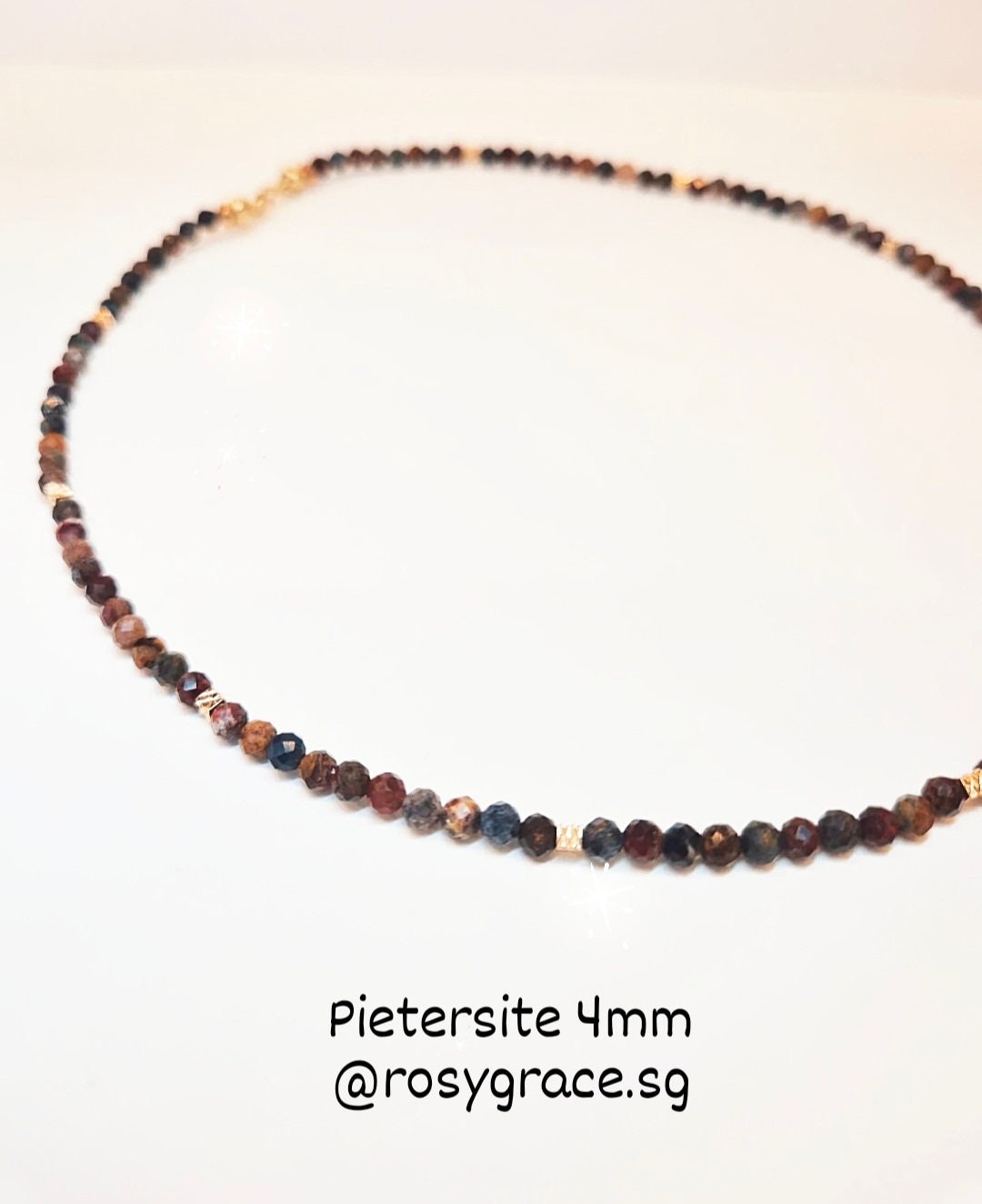 Handcrafted necklace with 4mm Pietersite