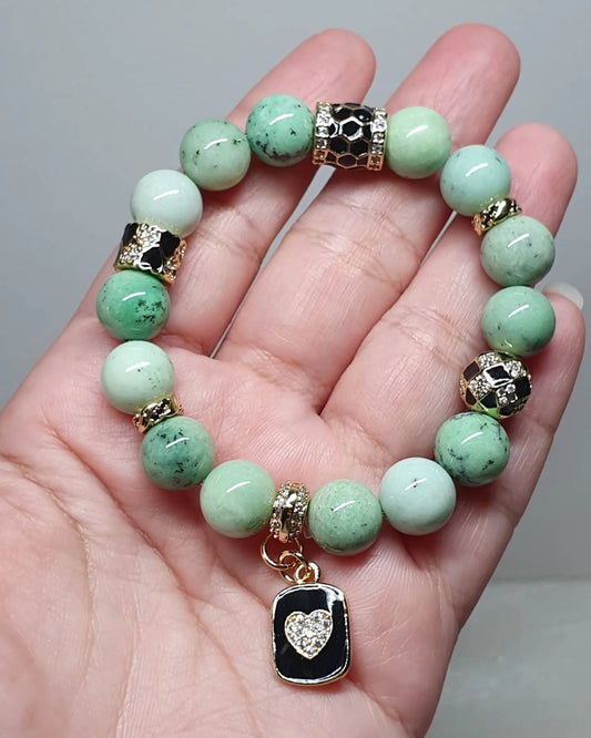 Handcrafted bracelet with natural and rare Green Garnet (10mm)