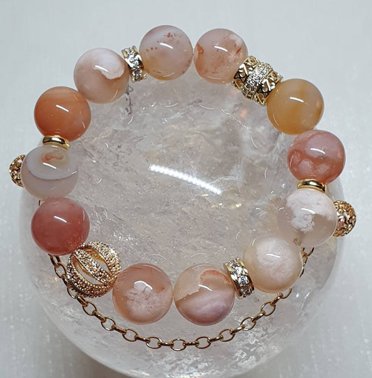 Handcrafted bracelet with Sakura Cherry Blossom (12mm/Madagascar)