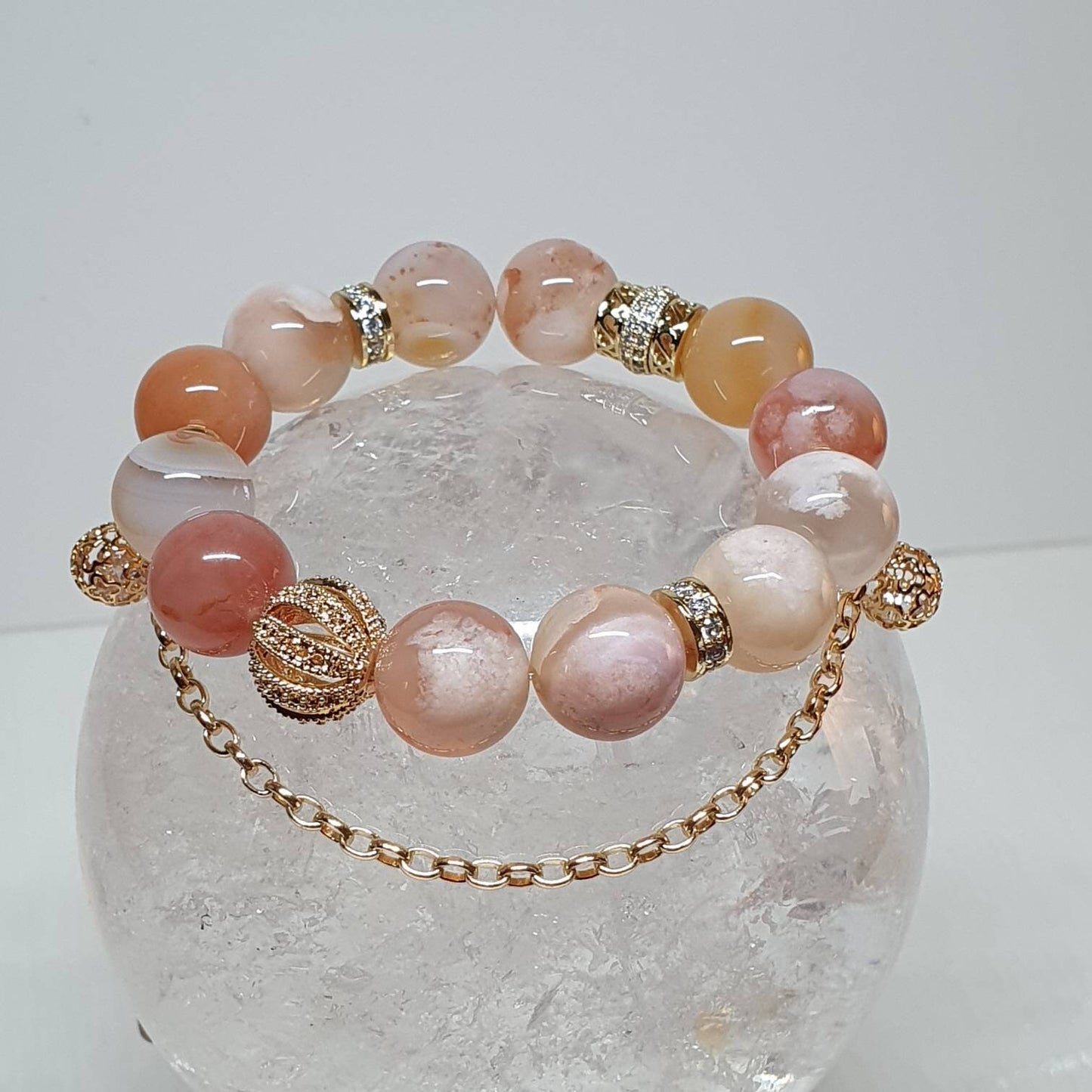 Handcrafted bracelet with Sakura Cherry Blossom (12mm/Madagascar)
