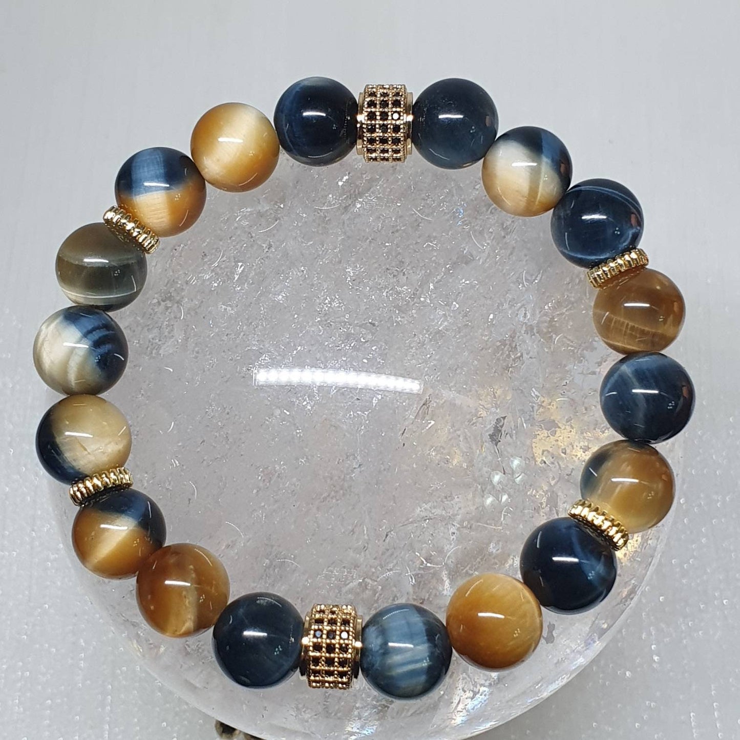 Handcrafted bracelet with 10mm Dreamy Tiger Eye