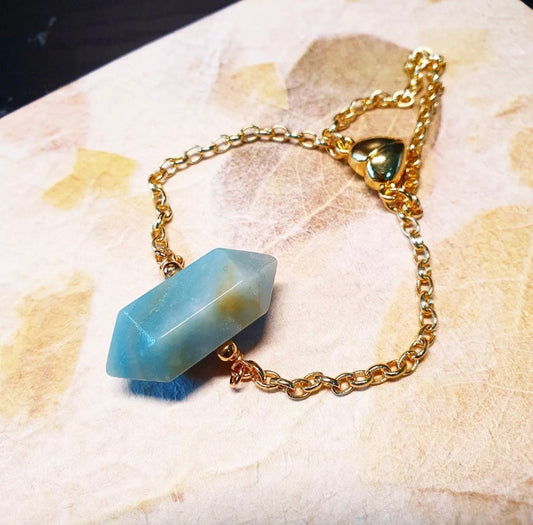 Handcrafted chain bracelet with double pointed Amazonite